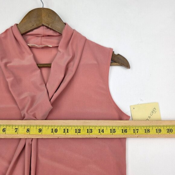 Tiffany & Grey Dusty Rose Knot Front‎ Sleeveless Blouse NWT Petite M Elegant - Picture 12 of 13
